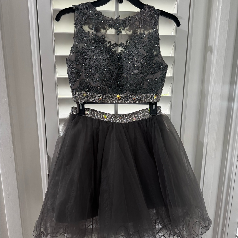 Elegant Gray 2 Piece Dress